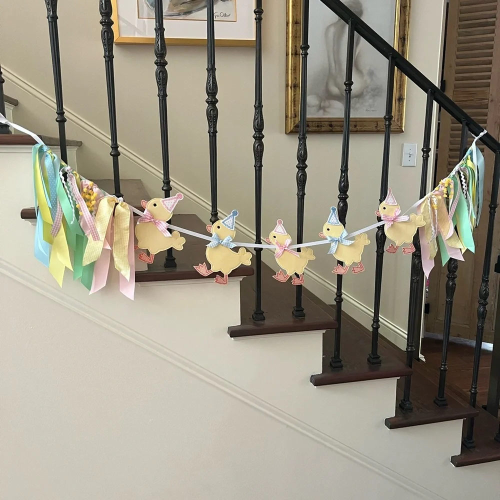 Little Happies Boy Girl Twin Birthday Duckling Garland with Pastel Accents